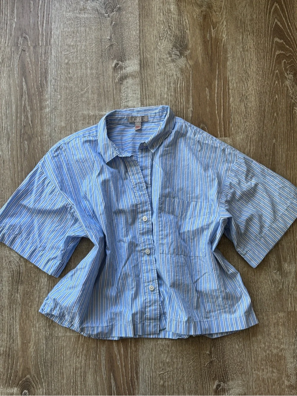 J. Crew Light Blue and White Striped Collared Shirt